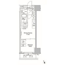 ザ・パークハビオ日本橋茅場町 1DKの間取図画像