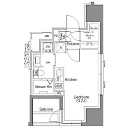 ザ・パークハビオSOHO大手町 ワンルームの間取図画像