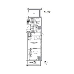 パークハビオ門前仲町 1DKの間取図画像