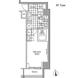 パークハビオ門前仲町 1Kの間取図画像