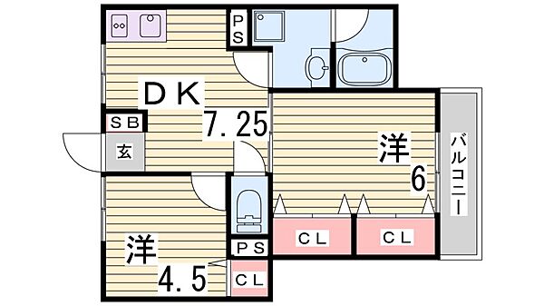 コート　フジ ｜兵庫県神戸市須磨区権現町２丁目(賃貸アパート2DK・2階・40.50㎡)の写真 その2