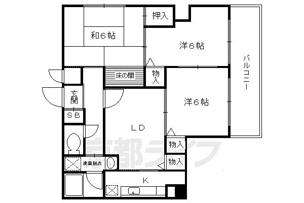 レイ北山 301｜京都府京都市左京区下鴨南芝町(賃貸マンション3LDK・3階・60.80㎡)の写真 その2