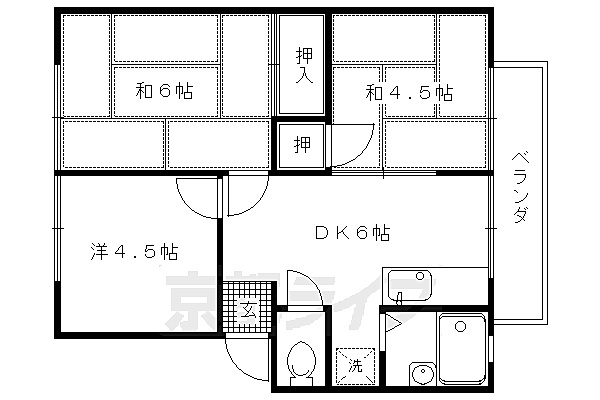 エステート玄琢 105｜京都府京都市北区大宮玄琢南町(賃貸アパート3DK・1階・43.06㎡)の写真 その2