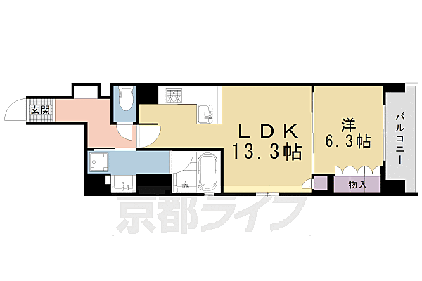 京都府京都市上京区一町目(賃貸マンション1LDK・6階・51.45㎡)の写真 その2