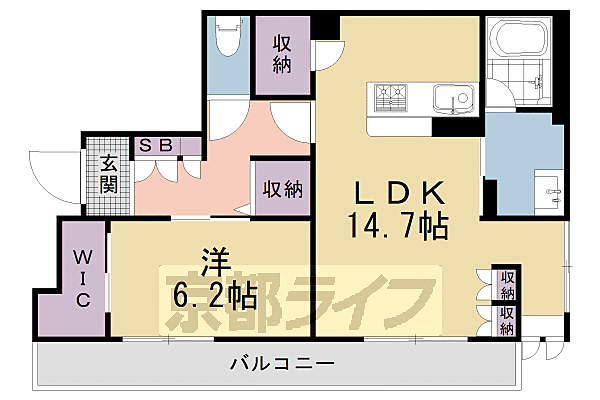 シャーメゾン池ノ内 303｜京都府京都市中京区西ノ京池ノ内町(賃貸アパート1LDK・3階・56.80㎡)の写真 その2