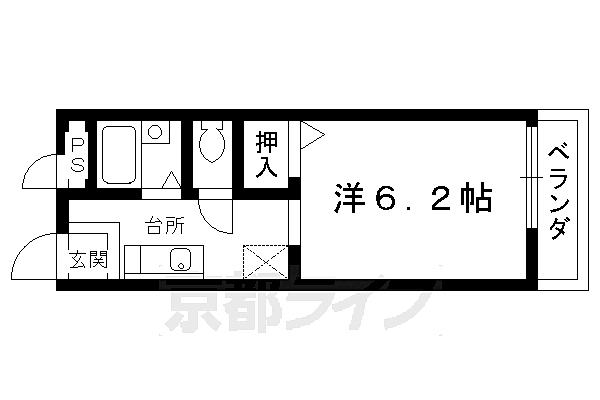 第二養稼公寓 202｜京都府京都市北区大宮南田尻町(賃貸アパート1K・2階・22.00㎡)の写真 その2