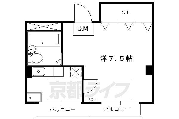 コンパートメント小太郎 102｜京都府京都市左京区一乗寺木ノ本町(賃貸マンション1K・1階・21.00㎡)の写真 その2