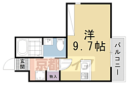 フラッティ北山 406 4階ワンルームの間取り