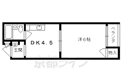 メモリー北白川 1DKの間取図画像