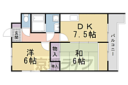 レスト蟹ヶ坂 2DKの間取図画像
