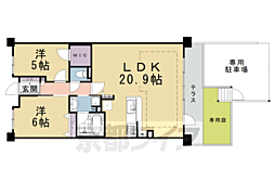 パデシオン伏見稲荷 2LDKの間取図画像