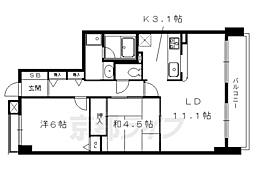 グランドメゾン修学院1番館 2LDKの間取図画像
