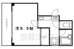 コスモハイツ宝ケ池 1Kの間取図画像