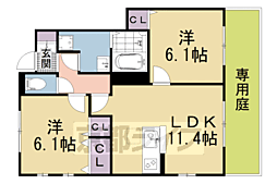 ラヴィエール北白川 2LDKの間取図画像