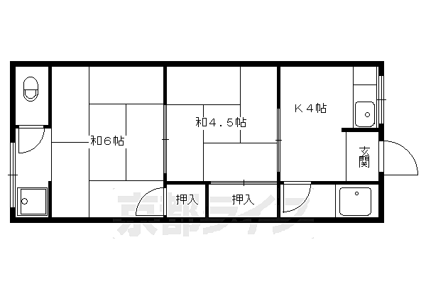 ハイツ白龍 2B｜京都府京都市左京区一乗寺河原田町(賃貸マンション2K・2階・29.00㎡)の写真 その2