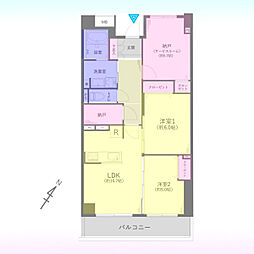 グランドハイツ越谷 2SLDKの間取図画像