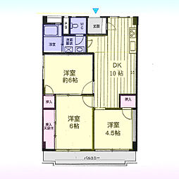 与野中里住宅 3DKの間取図画像