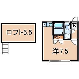 サンビレッジA ワンルームの間取図画像