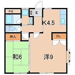 リバービューみどりの杜1 2Kの間取図画像