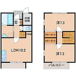リバービューみどりの杜IV 2LDKの間取図画像