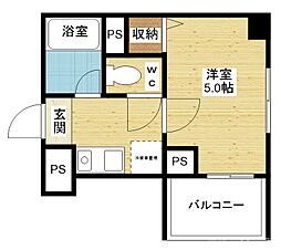木川東エクセルハイツ 1Kの間取図画像