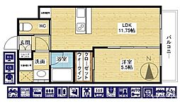プレジオ三国EURO 1LDKの間取図画像