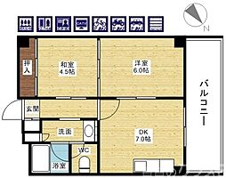 グランドハイツ北 2DKの間取図画像