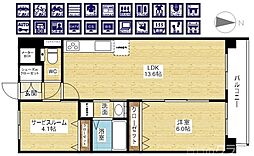 Luxe服部天神 2LDKの間取図画像