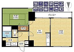 ライオンズマンション新大阪第3 2DKの間取図画像