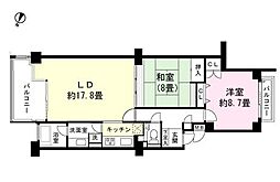 グランヴェール強羅D棟 2LDKの間取図画像