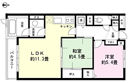 朝日フレール湯河原白沼田 2LDKの間取図画像