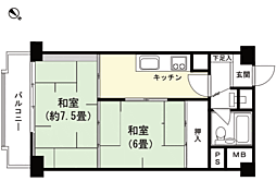 湯河原サニーハイツ 2Kの間取図画像