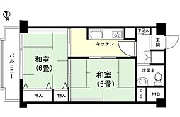 湯河原サニーハイツ 2Kの間取図画像