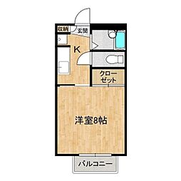 ソフィア 2階1Kの間取り
