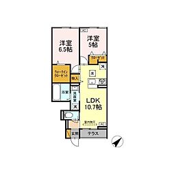 etoilefilante 1階2LDKの間取り