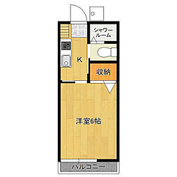 細田ハイツ 1Kの間取図画像