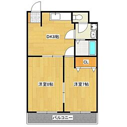 プライムガーデン 2DKの間取図画像