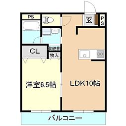 メゾン・ド・わだち 1LDKの間取図画像