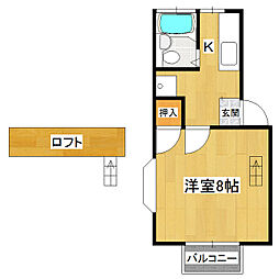 パールハイム松栄 1Kの間取図画像