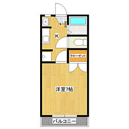ヴィラ昭栄B 1Kの間取図画像