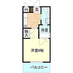 ハナスタジオアパートメント 1Kの間取図画像