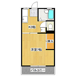 アーバナイトA 1Kの間取図画像