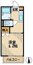 ヴェルボナール 1階1Kの間取り