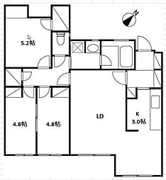 エルムコート 1階3LDKの間取り