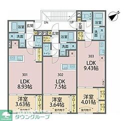 カインドネス相模原小山 1階1LDKの間取り
