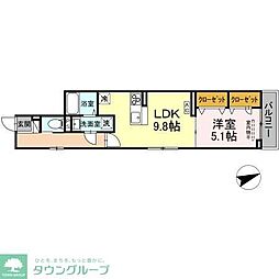 ディールーム八幡町 1LDKの間取図画像