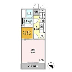 シャルマンS 1Kの間取図画像
