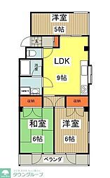 ヒルハイツ日野 3LDKの間取図画像