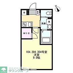 Felice相模原 1Kの間取図画像