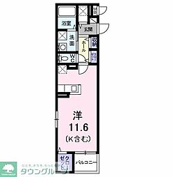 オークヴィラ ワンルームの間取図画像